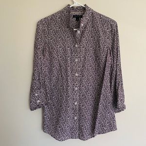 Tommy Hilfiger purple white long sleeve button top